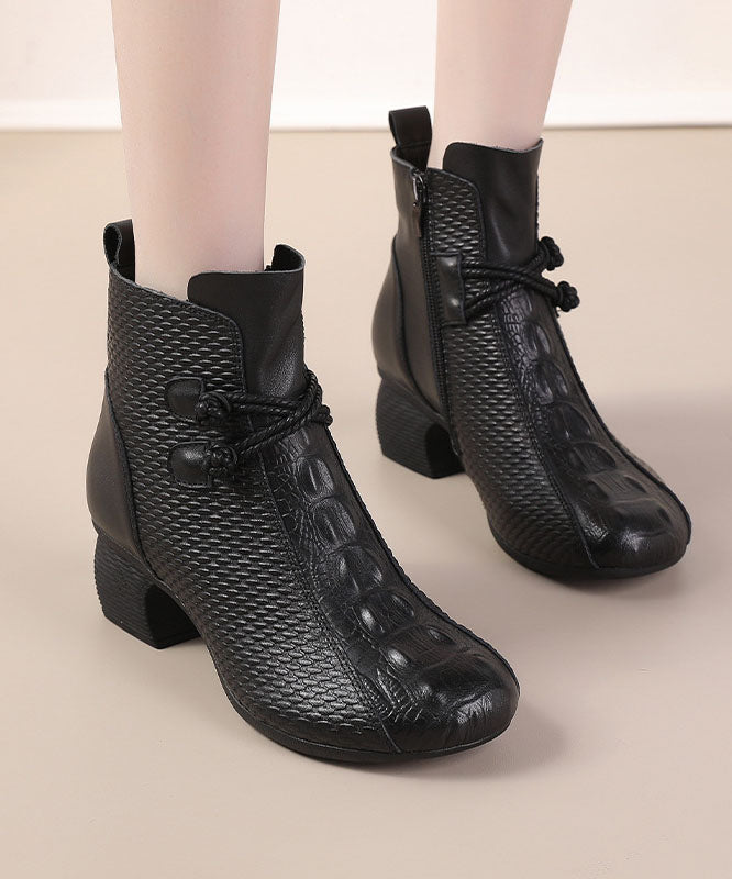 Braune Stiefel mit Krokodilmuster, dickes Rindsleder, elegante Stiefel