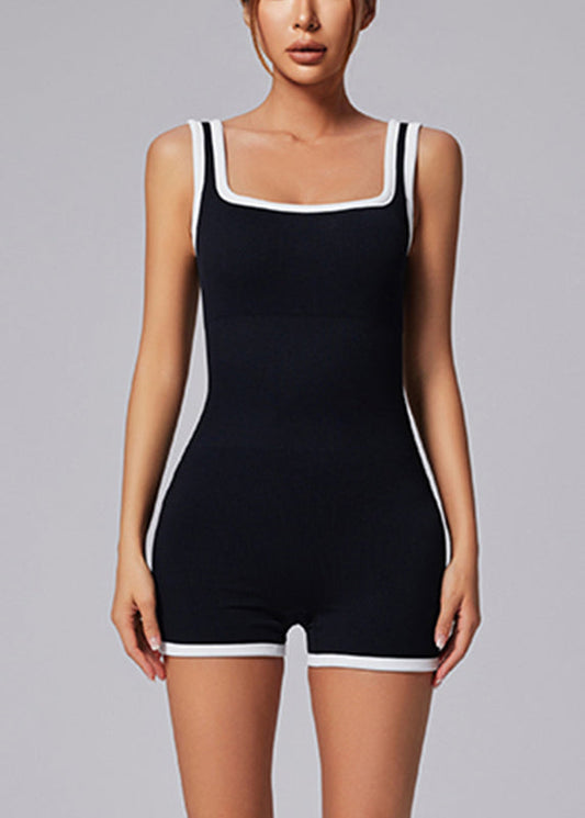 Brown Square Collar Butt Scrunch One Piece Workout Suit