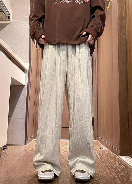 Casual Apricot Pockets Solid Ice Silk Mens Pants Summer