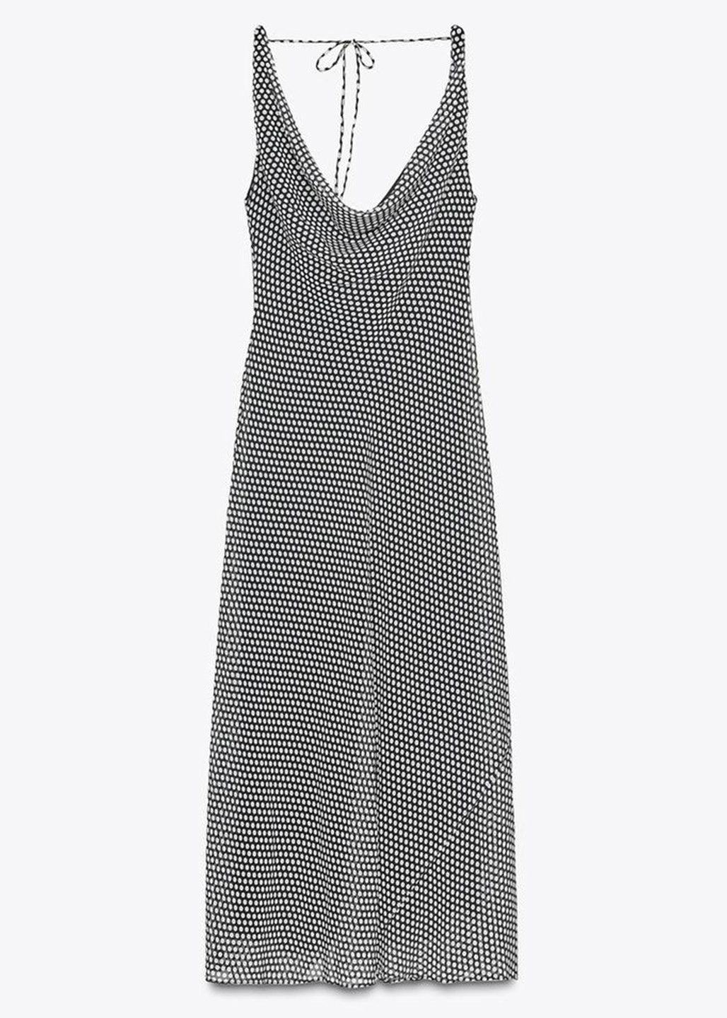 Casual Black Dot Chiffon Cami Long Dress Summer