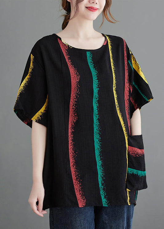 Lässiges schwarzes Tanktop mit Rundhalsausschnitt und großen Taschen