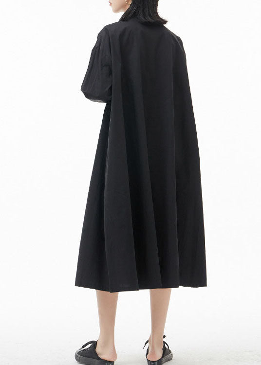 Casual Schwarz Stehkragen Spitze Patchwork hemd Kleid Frühling