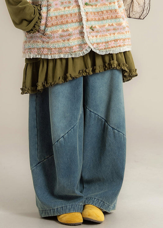 Vaqueros casuales de pierna ancha con bolsillos azules