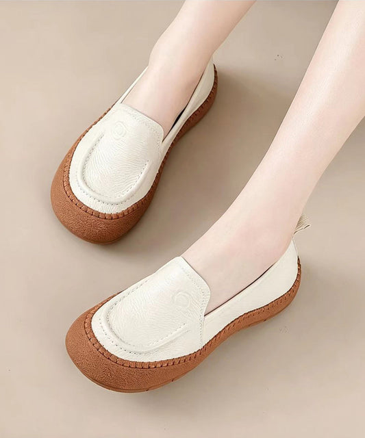 Casual Brown Embossed Floral Cowhide Leather Loafers
