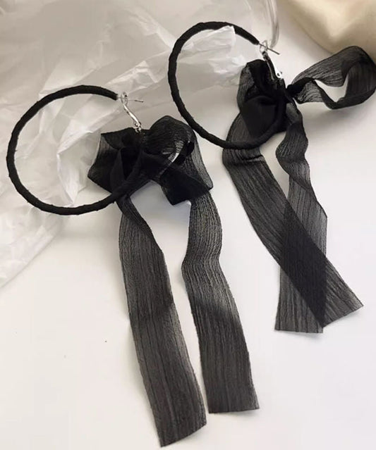 Casual Green Alloy Bow Ribbon Ribbon Hoop Earrings