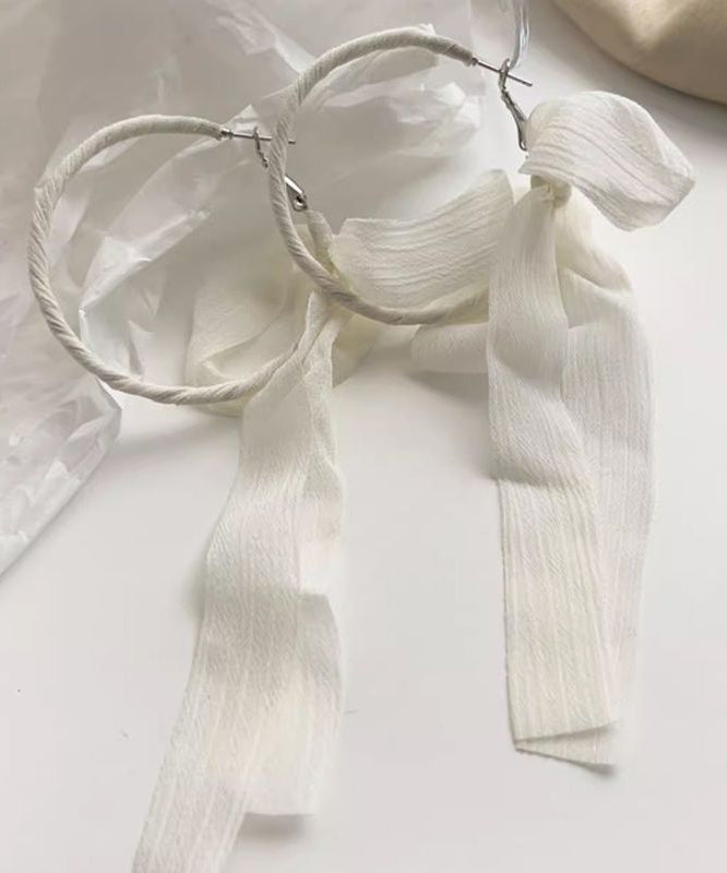 Casual Green Alloy Bow Ribbon Ribbon Hoop Earrings