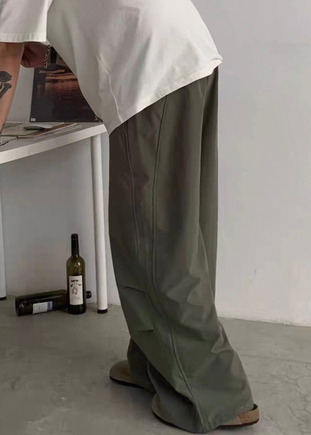 Casual Green Pockets Drawstring Cotton Men Pants Summer