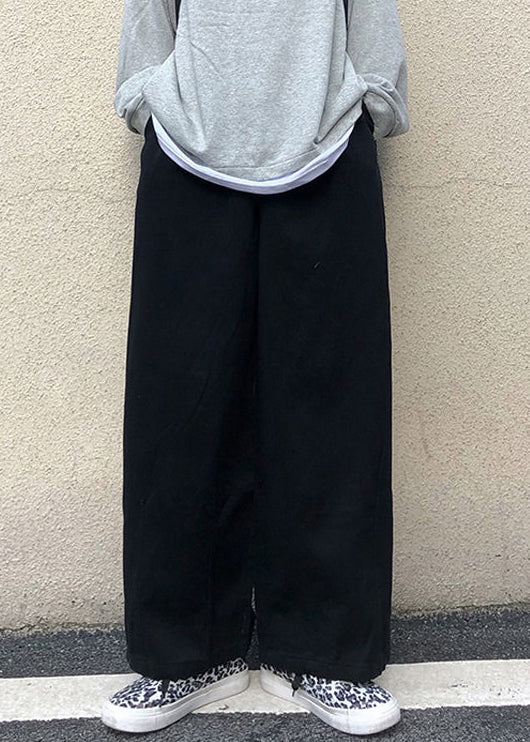 Casual Khaki Pockets Solid Cotton Men Wide Leg Pants Fall