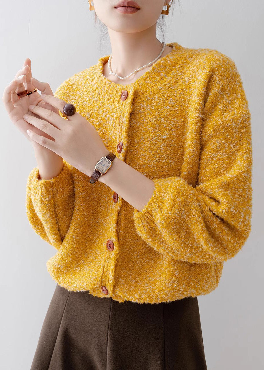 Casual Orange Oversized Warm Knit Cardigan Winter