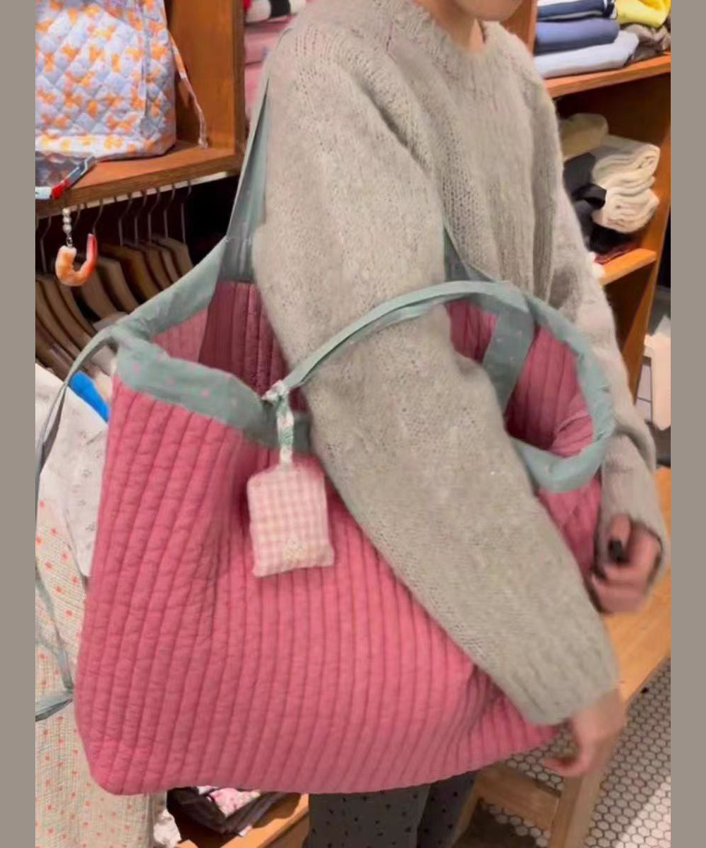 Mochila informal de lona con cordón de gran capacidad en color rosa