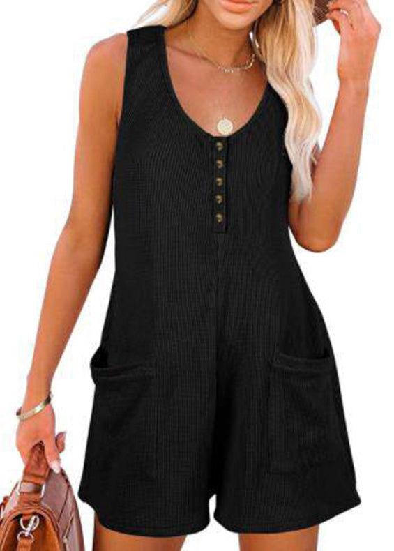 Casual Pink Patchwork Pocket Jumpsuit Summer