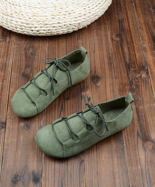 Casual Splicing Penny Loafers Lace Up Khaki Suede