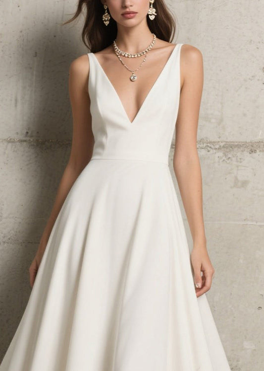 Casual White Exra Large Hem Hollow Out Chiffon Dress Summer