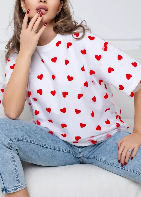 Casual White O Neck Tulle Patchwork T Shirts Summer