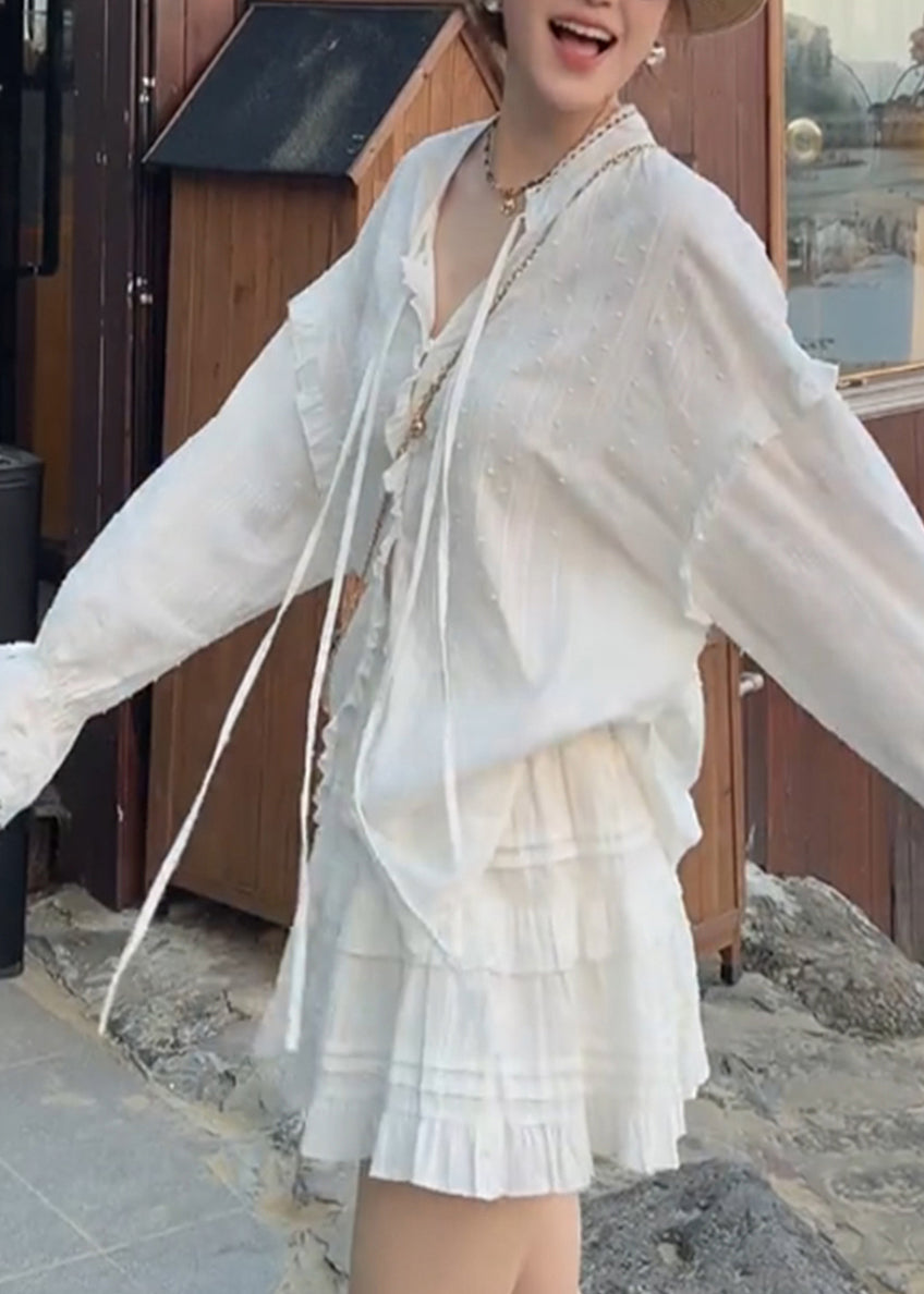 Conjunto informal de dos piezas de algodón blanco de gran tamaño para primavera