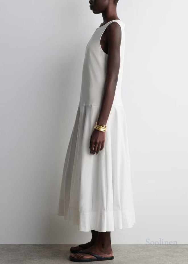 Casual White Patchwork Cotton Long Dresses Summer