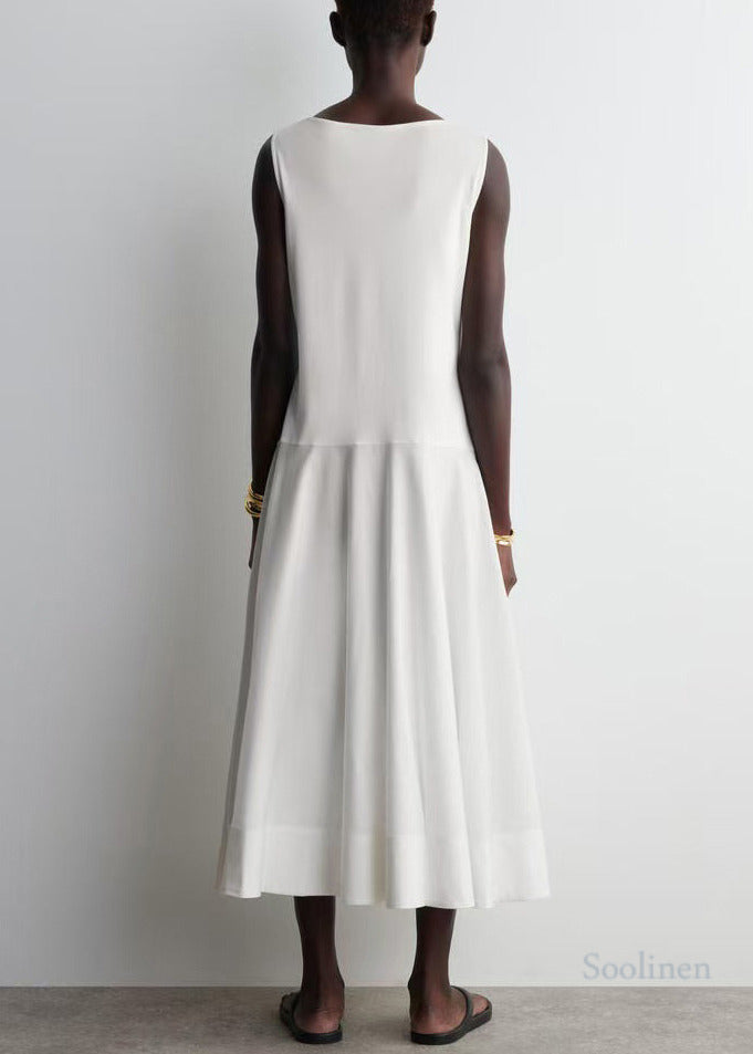 Casual White Patchwork Cotton Long Dresses Summer