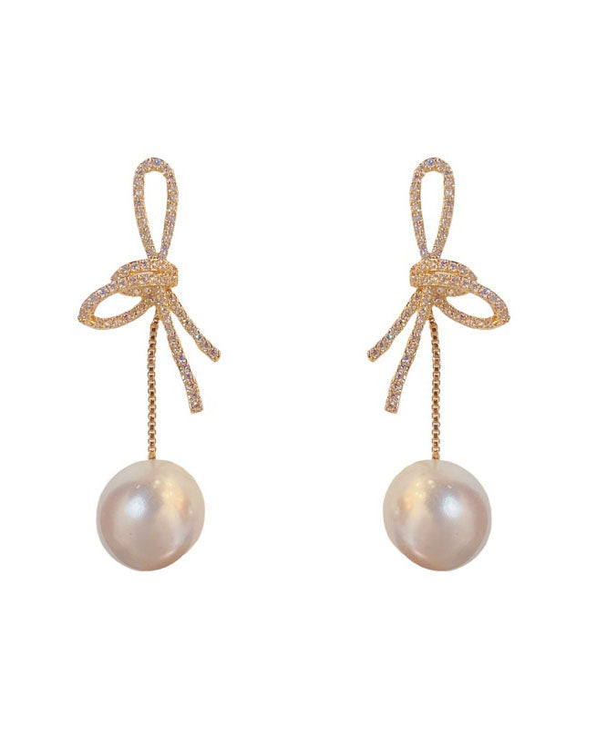 Lässige weiße Ohrringe mit Schleife aus Sterlingsilber