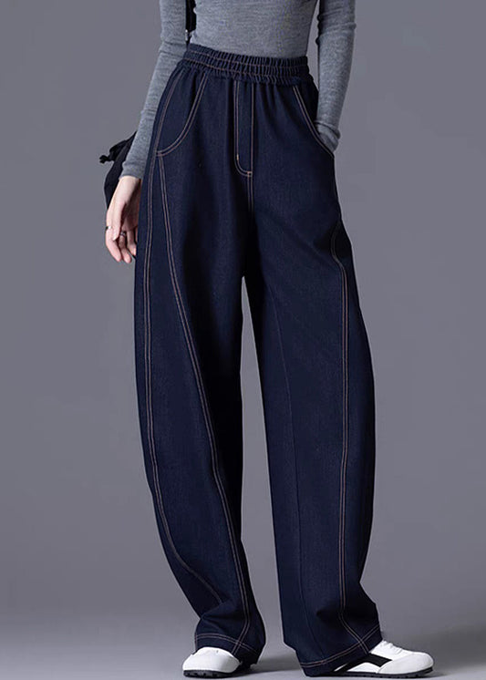 Lässige weinrote Jeans mit elastischem Bund und Patchwork-Details für den Frühling