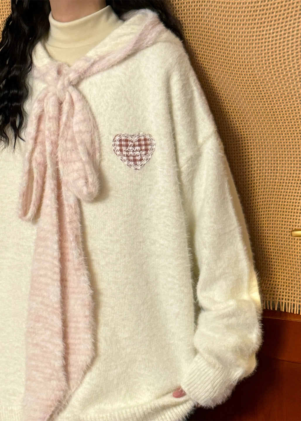 Casual Yellow Hooded Lace Up Patchwork Knit Sweater Spring