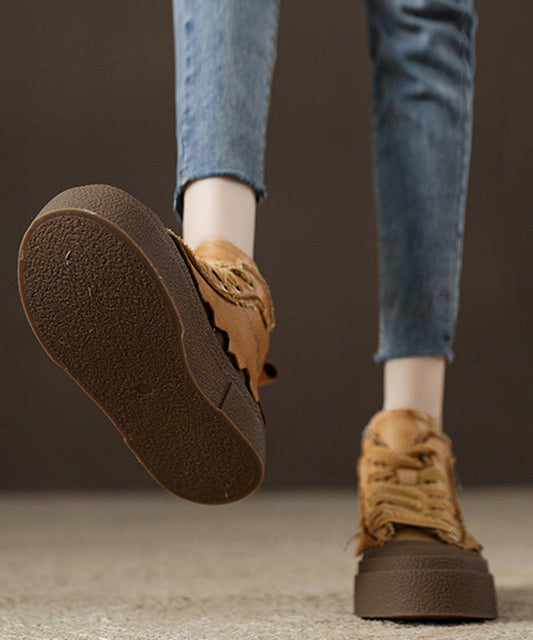 Lässige gelbe Plateau-Flachschuhe