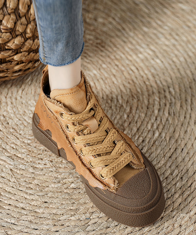 Lässige gelbe Plateau-Flachschuhe