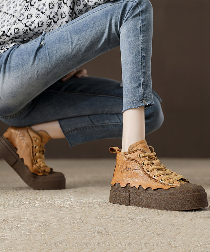 Lässige gelbe Plateau-Flachschuhe