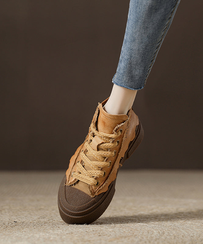 Lässige gelbe Plateau-Flachschuhe
