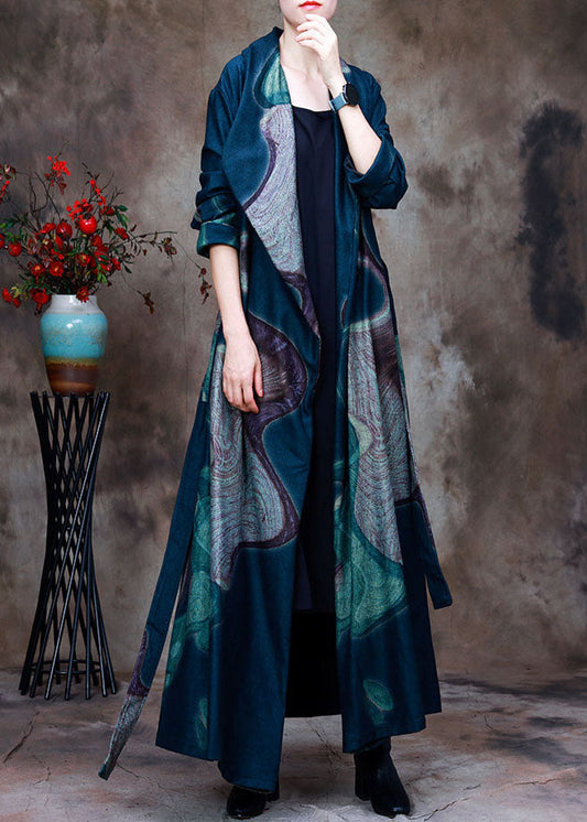 Lässiger hellgrüner Peter-Pan-Kragen-Druck Woll-Trenchcoats Frühling