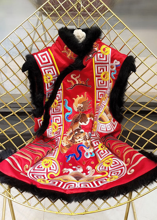 Schicke schwarze bestickte Winterweste aus feiner Baumwolle