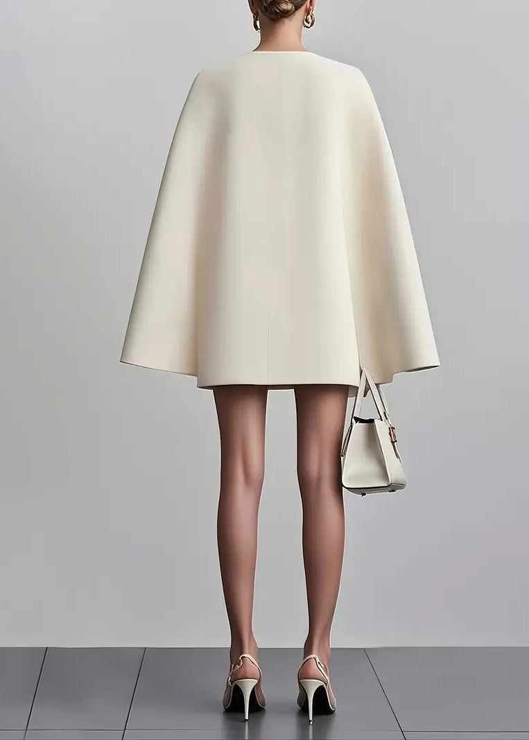 Chic Black V Neck Patchwork Spandex Work Dress Cloak Sleeves