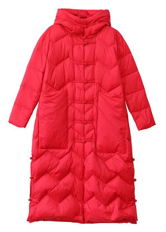 Schicker schwarzer Kapuzentaschen Oriental Duck Down Winter Warmer Daunenmantel