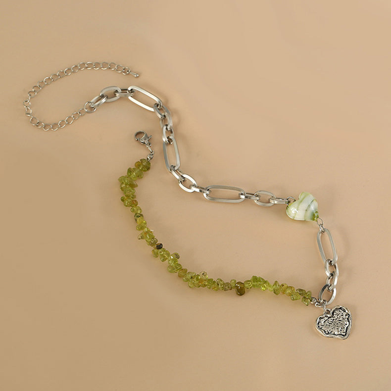 Collar elegante de cuentas con diseño de patchwork de plata de ley con bloques de colores y cuentas graduadas