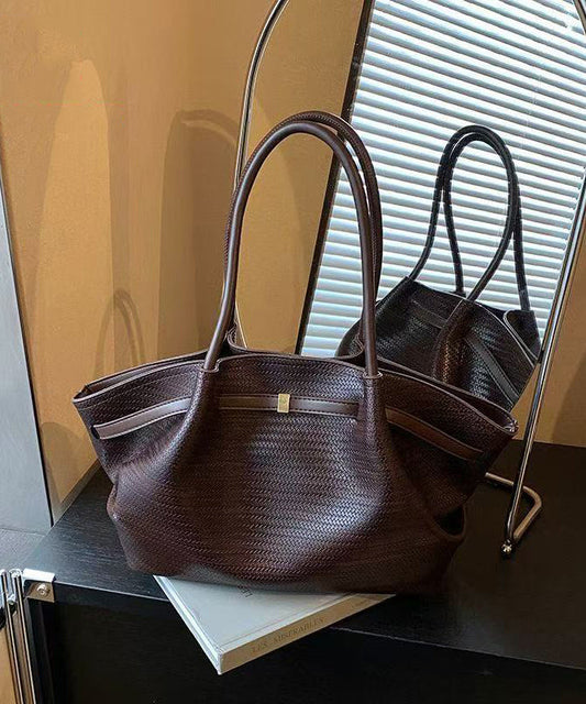 Chic Jacquard Solid Durable Faux Leather Women Handbags