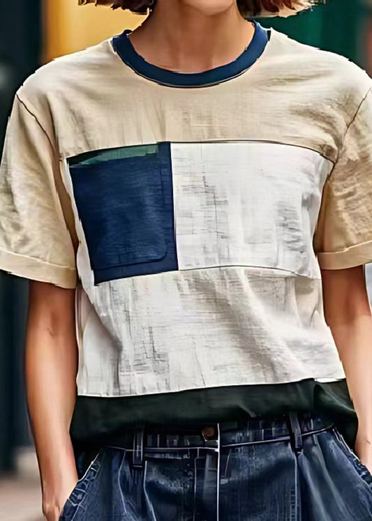 Schicke Khaki Oversized Patchwork Leinen Strandweste Sommer