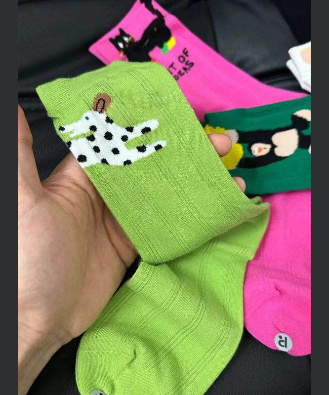 Chic Korean Style Cartoon Thin Breathable Mid Calf Socks