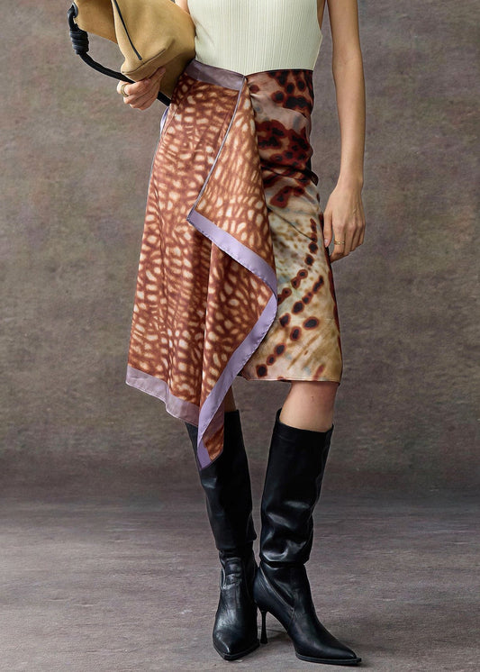 Chic Leopard Asymmetrical Print Lace Up Cotton Skirts Summer