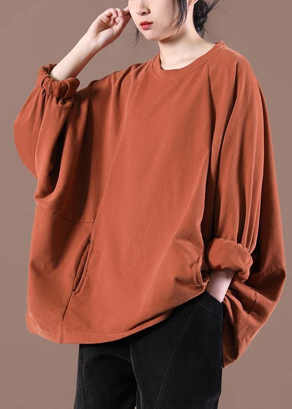 Chic Orange Casual Spring Tops - SooLinen