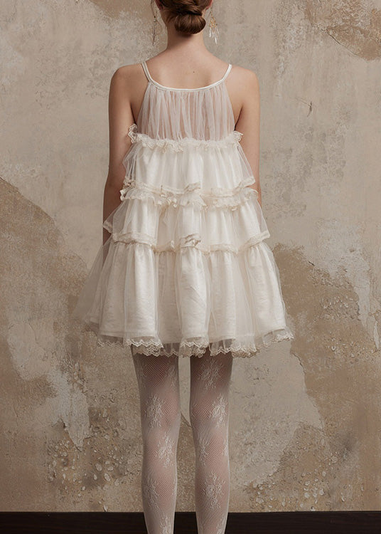 Chic Pink Ruffled Patchwork Tulle Mini Dresses Summer