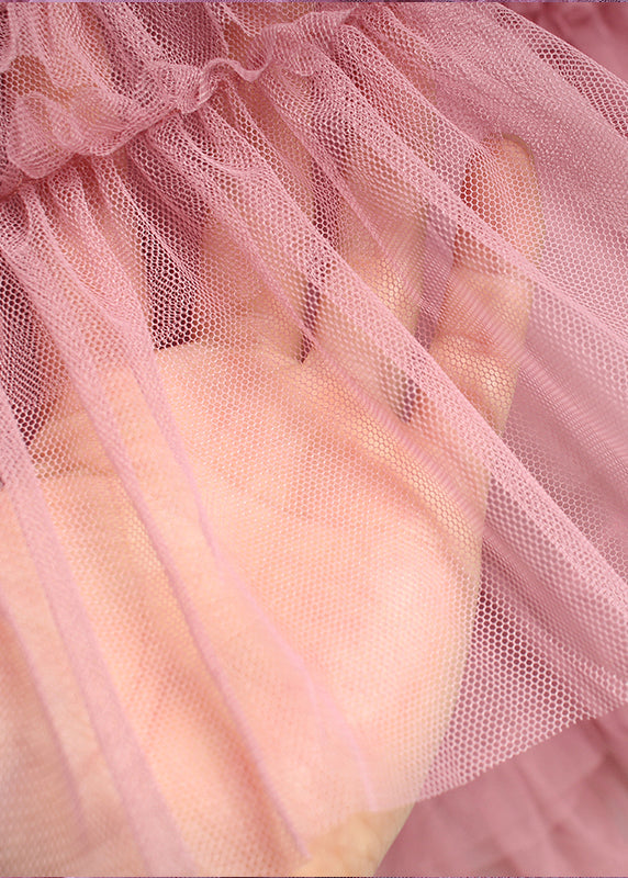 Chic Rosa Rüschen asymmetrische design tüll Röcke Frühling