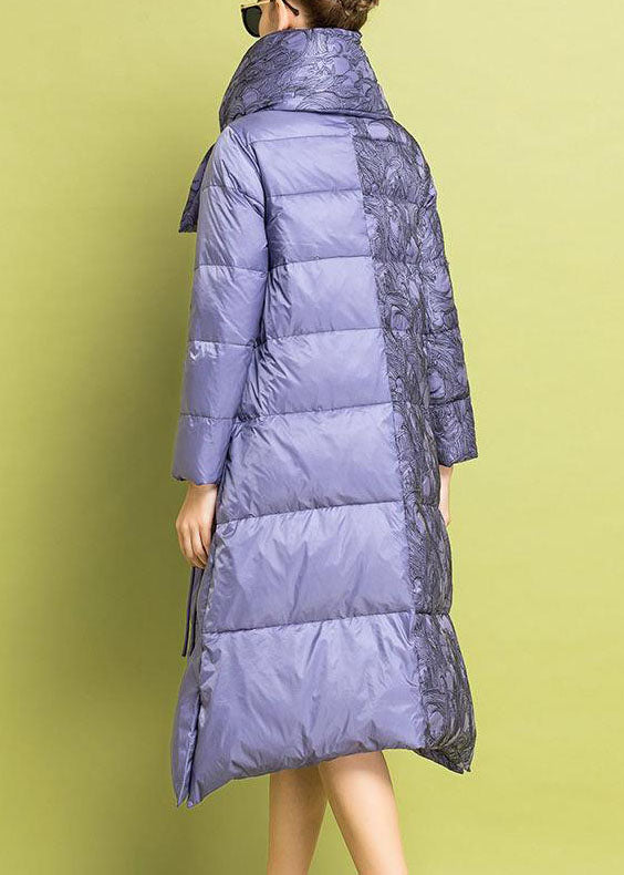 Chic Lila Bestickt asymmetrische design Feine Baumwolle Gefüllt Parkas Winter