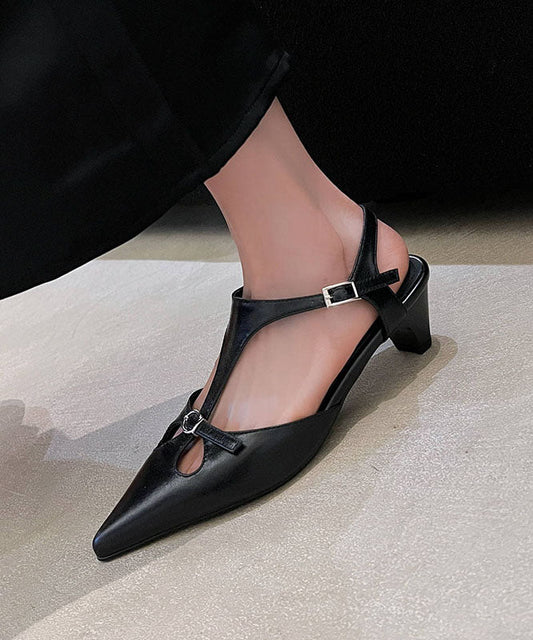 Chic Splicing Chunky Hollow Out Sandals Brown Cowhide Leather