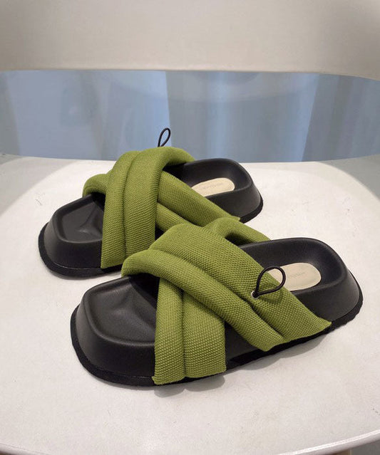 Schicke, atmungsaktive grüne Mesh-Sandalen mit Spleiß-Plattform
