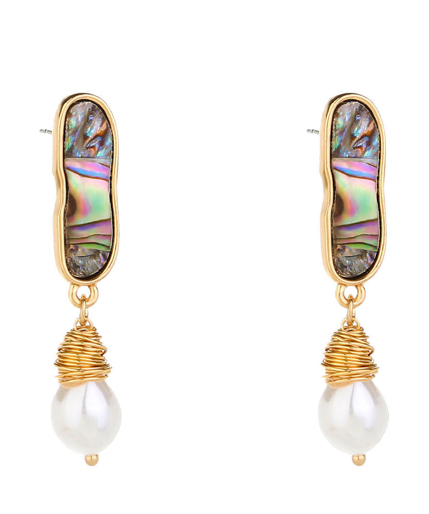 Schicke Tropfenohrringe aus Sterlingsilber mit Jade-Abalone-Muschel