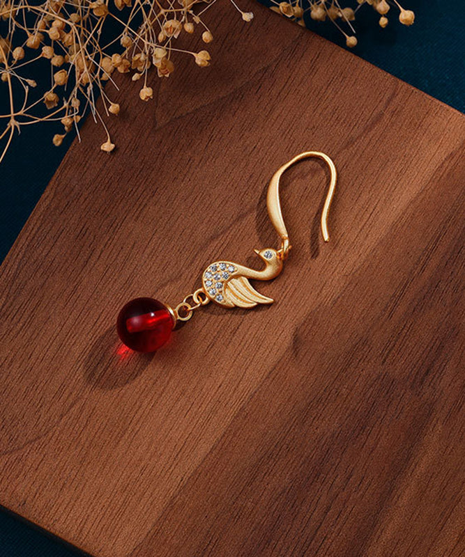 Schicke Creolen mit Jade-Kristall-Intarsien in Weiß 24 Karat Gold