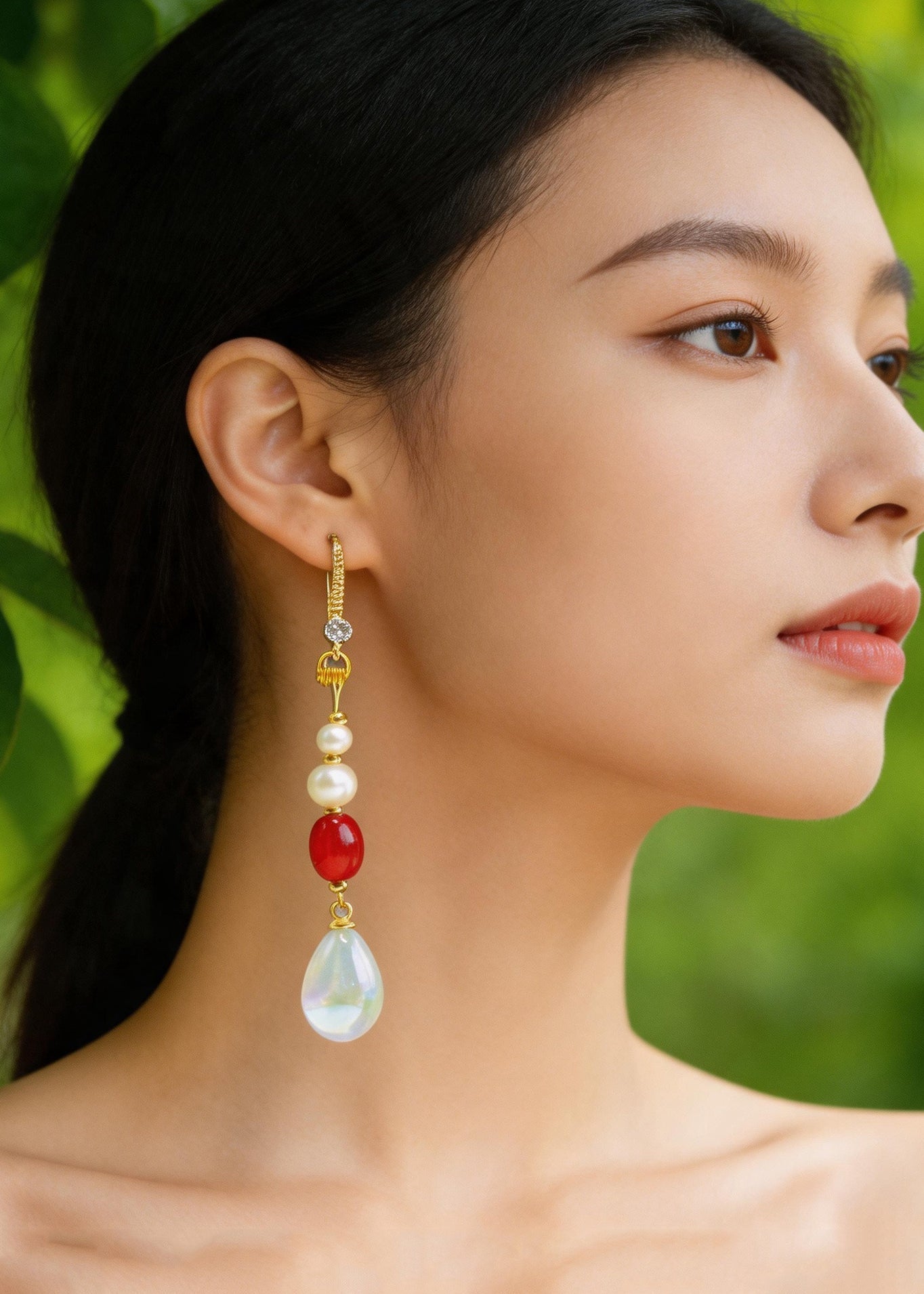 Chic White Pearl Long Tasseled Drop Earrings