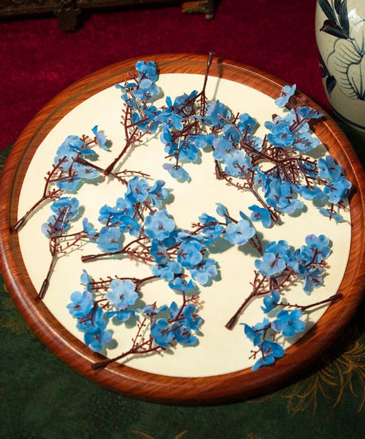Chinese Style Blue Alloy Acrylic Floral Hairpin Suit