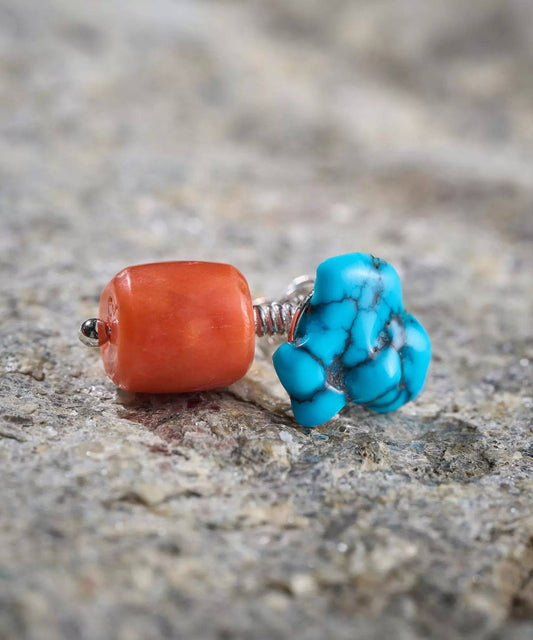 Chinese Style Colorblock Alloy Turquoise Drop Earrings