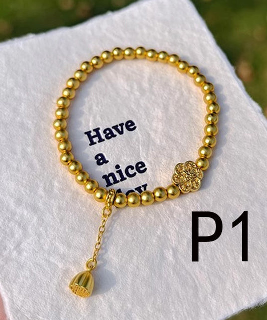 Chinese Style Golden Enamel Technique Copper Charm Bracelet
