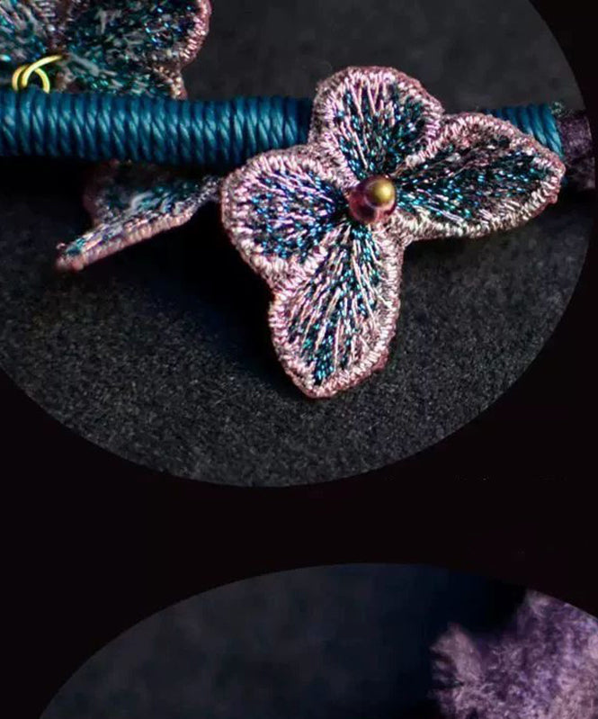 Chinese Style Purple Alloy Weave Butterfly Tassel Phone Chains